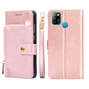 For Infinix Hot 10 Lite/Smart 5 Zipper Bag Leather Phone Case(Rose Gold) (OEM)