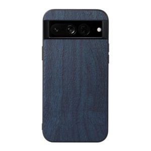 For Google Pixel 7 Pro 5G Wood Texture PU Phone Case(Blue) (OEM)