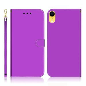 For iPhone XR Imitated Mirror Surface Horizontal Flip Leather Case with Holder & Card Slots & Wallet & Lanyard(Purple) (OEM)
