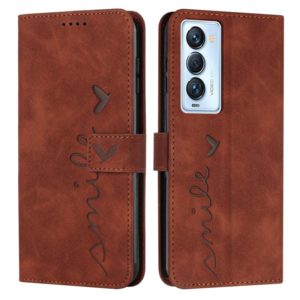 For Tecno Camon 18 Premier Skin Feel Heart Pattern Leather Phone Case(Brown) (OEM)