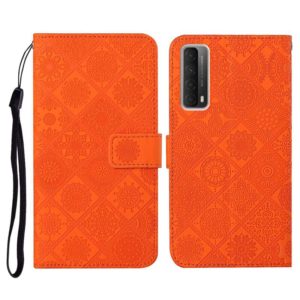 For Huawei P smart 2021 Ethnic Style Embossed Pattern Horizontal Flip Leather Case with Holder & Card Slots & Wallet & Lanyard(Orange) (OEM)