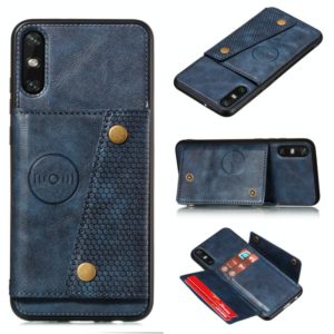 For Huawei Enjoy 10e PU + TPU Shockproof Magnetic Protective Case with Card Slots(Blue) (OEM)