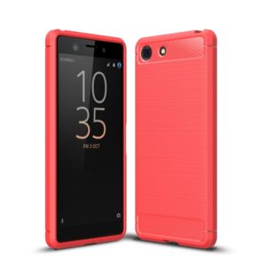 Brushed Texture Carbon Fiber Shockproof TPU Case for Sony Xperia XZ4 Compact (Red) (OEM)