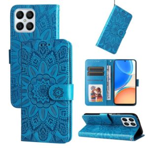 For Honor X8 / X30i Embossed Sunflower Leather Phone Case(Blue) (OEM)