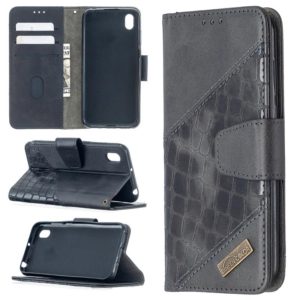 For Huawei Y5(2019) Matching Color Crocodile Texture Horizontal Flip PU Leather Case with Wallet & Holder & Card Slots(Black) (OEM)
