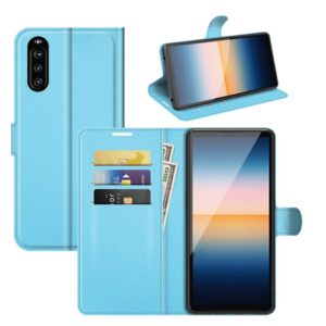 For Sony Xperia 10 III Litchi Texture Horizontal Flip Protective Case with Holder & Card Slots & Wallet(Blue) (OEM)