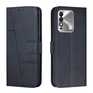 For Tecno Spark 8 Stitching Calf Texture Buckle Leather Phone Case(Blue) (OEM)
