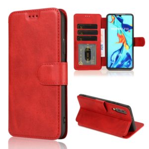 For Huawei P30 Calf Texture Magnetic Buckle Horizontal Flip Leather Case with Holder & Card Slots & Wallet & Photo Frame(Red) (OEM)