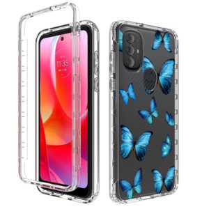 For Motorola Moto G Power 2022 Transparent Painted Phone Case(Blue Butterflies) (OEM)