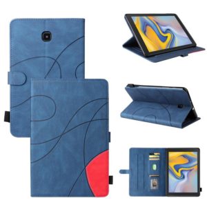 For Samsung Galaxy Tab A 8.0 (2018) T387 Dual-color Splicing Horizontal Flip PU Leather Case with Holder & Card Slots(Blue) (OEM)