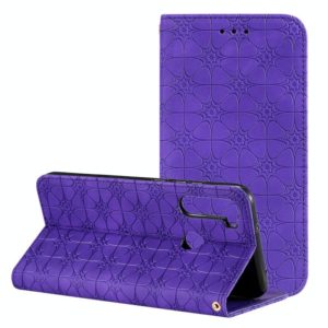 For Xiaomi Redmi Note 8T Lucky Flowers Embossing Pattern Magnetic Horizontal Flip Leather Case with Holder & Card Slots(Purple) (OEM)
