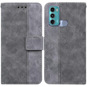 For Motorola Moto G60 / G40 Fusion Geometric Embossed Leather Phone Case(Grey) (OEM)