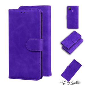 For Tecno Pop 4 Skin Feel Pure Color Flip Leather Phone Case(Purple) (OEM)