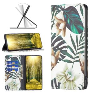 For Nokia G11 / G21 Colored Drawing Pattern Invisible Magnetic Leather Phone Case(Blue Leaf) (OEM)