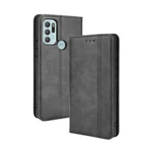 For Motorola Moto G60S Magnetic Buckle Retro Pattern Horizontal Flip Leather Case with Holder & Card Slot & Wallet(Black) (OEM)