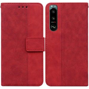 For Sony Xperia 5 III Geometric Embossed Leather Phone Case(Red) (OEM)