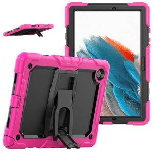 For Samsung Galaxy Tab A8 10.5 2021 Shockproof Black Silicone + PC Tablet Protective Case(Rose Red) (OEM)