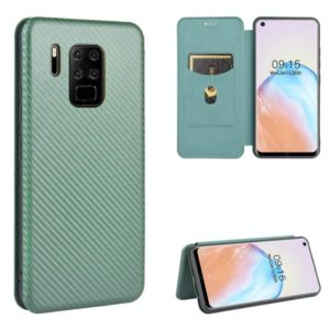 For Oukitel C18 Pro Carbon Fiber Texture Horizontal Flip TPU + PC + PU Leather Case with Card Slot(Green) (OEM)