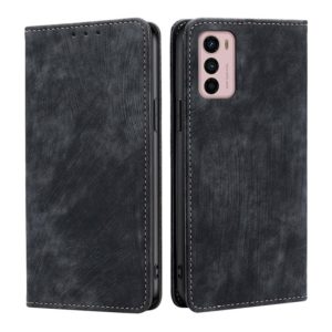 For Motorola Moto G42 4G RFID Anti-theft Brush Magnetic Leather Phone Case(Black) (OEM)