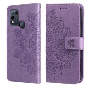7-petal Flowers Embossing Pattern Horizontal Flip PU Leather Case with Holder & Card Slots & Wallet & Photo Frame For Infinix Hot 10 Play(Light Purple) (OEM)
