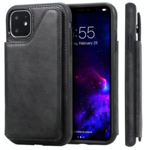 For iPhone 11 Shockproof Calf Texture Protective Case with Holder & Card Slots & Frame(Black) (OEM)