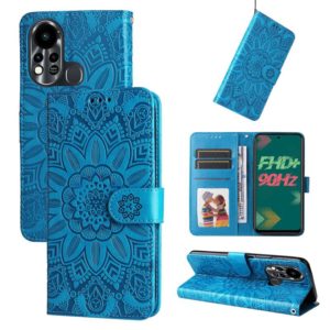 For Infinix Hot 11s Embossed Sunflower Leather Phone Case(Blue) (OEM)