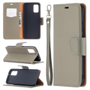 For Samsung Galaxy A02s (EU Version) Litchi Texture Pure Color Horizontal Flip Leather Case with Holder & Card Slots & Wallet & Lanyard(Grey) (OEM)
