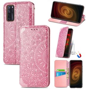 For ZTE Axon 20 5G Blooming Mandala Embossed Pattern Magnetic Horizontal Flip Leather Case with Holder & Card Slots & Wallet(Pink) (OEM)