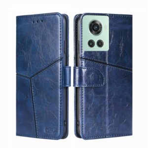 For OnePlus Ace/10R Geometric Stitching Horizontal Flip TPU + PU Leather Phone Case(Blue) (OEM)