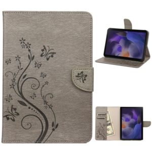 For Samsung Galaxy Tab A8 10.5 2021 X200 / X205 Butterfly Flower Embossing Pattern Leather Tablet Case(Grey) (OEM)