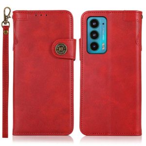 For Motorola Edge 20 KHAZNEH Dual-Splicing Cowhide Texture Horizontal Flip Leather Case with Holder & Card Slots & Wallet & Photo Frame & Lanyard(Red) (OEM)