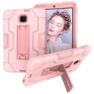 For Galaxy Tab A 8.0 (2018) T387 Contrast Color Silicone + PC Combination Case with Holder(Rose Gold) (OEM)
