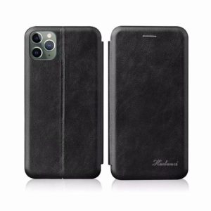 For iPhone 12 Pro Max Integrated Voltage Retro Texture Magnetic TPU+PU Leather Case with Card Slot & Holder(Black) (OEM)