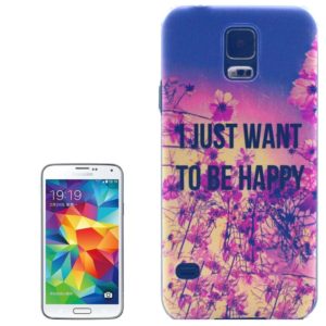 I Just Want To Be Happy Pattern Transparent Frame Colored Drawing PC Case for Galaxy S5 / G900 (OEM)