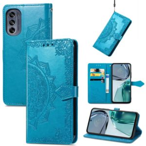 For Motorola Moto G42 Mandala Flower Embossed Leather Phone Case(Blue) (OEM)