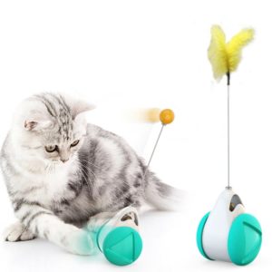 Cat Balance Swing Car Toy To Relieve Boredom Tumbler Funny Cat Stick(Blue) (OEM)