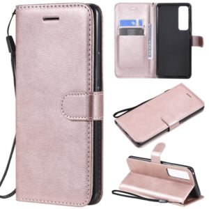 For Huawei nova 7 Pro Solid Color Horizontal Flip Protective Leather Case with Holder & Card Slots & Wallet & Lanyard(Rose Gold) (OEM)