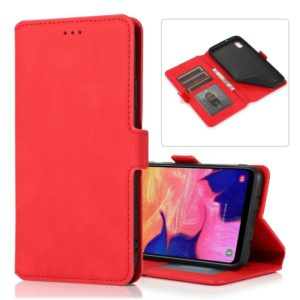 For Samsung Galaxy A10 Retro Magnetic Closing Clasp Horizontal Flip Leather Case with Holder & Card Slots & Photo Frame & Wallet(Red) (OEM)
