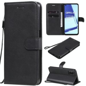 For Oppo A52 / A72 / A92 Solid Color Horizontal Flip Protective Leather Case with Holder & Card Slots & Wallet & Photo Frame & Lanyard(Black) (OEM)