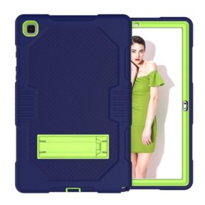 For Samsung Galaxy Tab A7 10.4 (2020) T500 / T505 Contrast Color Robot Shockproof Silicon + PC Protective Case with Holder & Pen Slot(Navy Blue Yellow Green) (OEM)