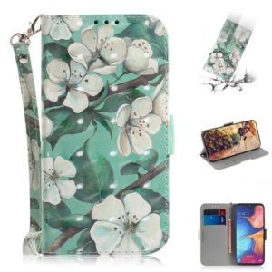 3D Colored Drawing Watercolor Flower Pattern Horizontal Flip Leather Case for Galaxy A20e, with Holder & Card Slots & Wallet (OEM)