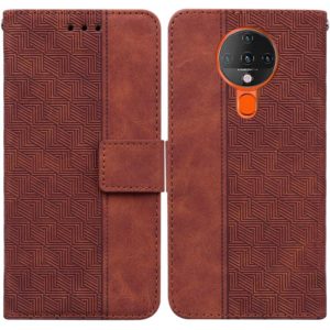 For Tecno Spark 6 Geometric Embossed Leather Phone Case(Brown) (OEM)