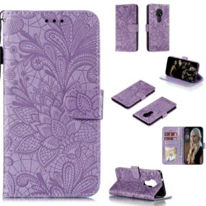 For Nokia 7.2 Lace Flower Horizontal Flip Leather Case with Holder & Card Slots & Wallet & Photo Frame(Purple) (OEM)