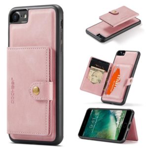 For iPhone SE 2022 / SE 2020 / 8 / 7 JEEHOOD Retro Magnetic Detachable Protective Case with Wallet & Card Slot & Holder(Pink) (OEM)