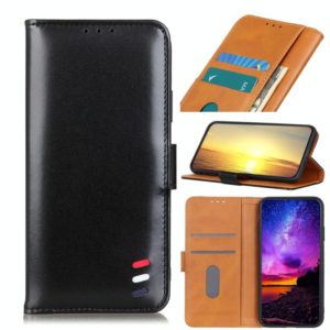 For Motorola Moto E40 / E30 / E20 3-Color Pearl Texture Magnetic Buckle Flip Phone Leather Case(Black) (OEM)