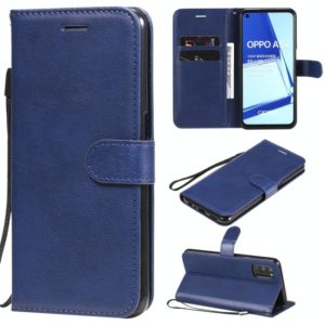 For Oppo A52 / A72 / A92 Solid Color Horizontal Flip Protective Leather Case with Holder & Card Slots & Wallet & Photo Frame & Lanyard(Blue) (OEM)