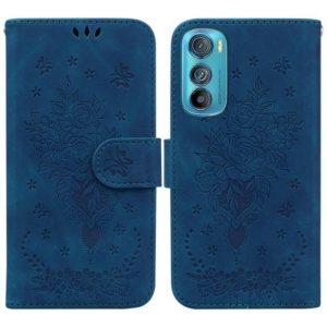 For Motorola Edge 30 Butterfly Rose Embossed Leather Phone Case(Blue) (OEM)