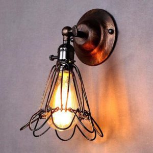 Retro Wrought Iron Bird Cage Wall Lamp without Light Bulb (OEM)
