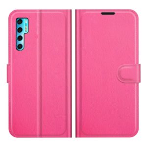 For TCL 20 Pro 5G Litchi Texture Horizontal Flip Protective Case with Holder & Card Slots & Wallet(Rose Red) (OEM)