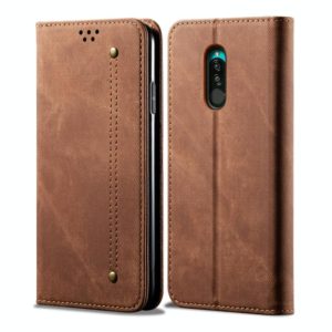 For Xiaomi Redmi 8 Denim Texture Casual Style Horizontal Flip Leather Case with Holder & Card Slots & Wallet(Brown) (OEM)